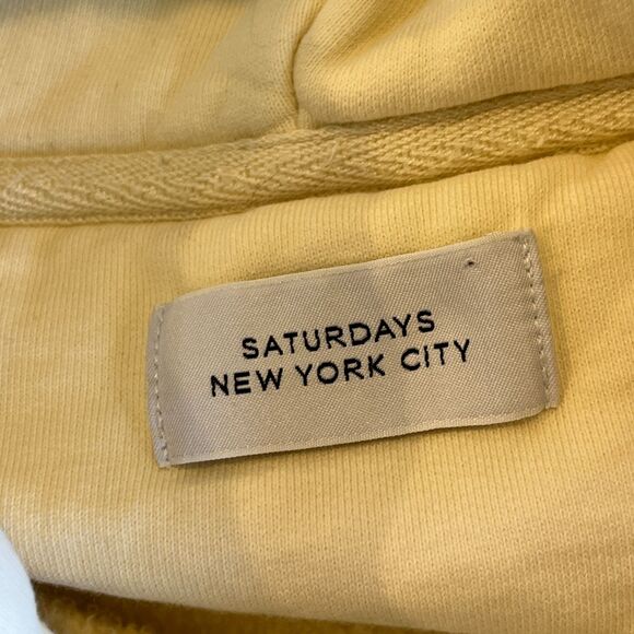 Saturdays New York City Light Yellow Beige Hoodie Sweatshirt Red Lettering - Picture 9 of 9